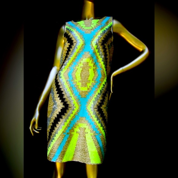 Mod Bold Sequined & Beaded Sleeveless Sheath Dress Designed by Harper 21st - Picture 14 of 14